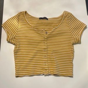 Yellow striped crop top size small